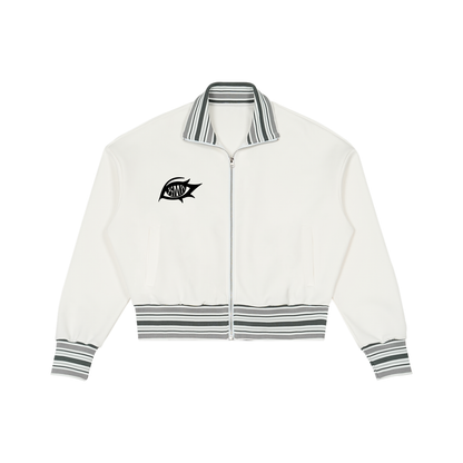 Striped Rib Collar Zip Jacket