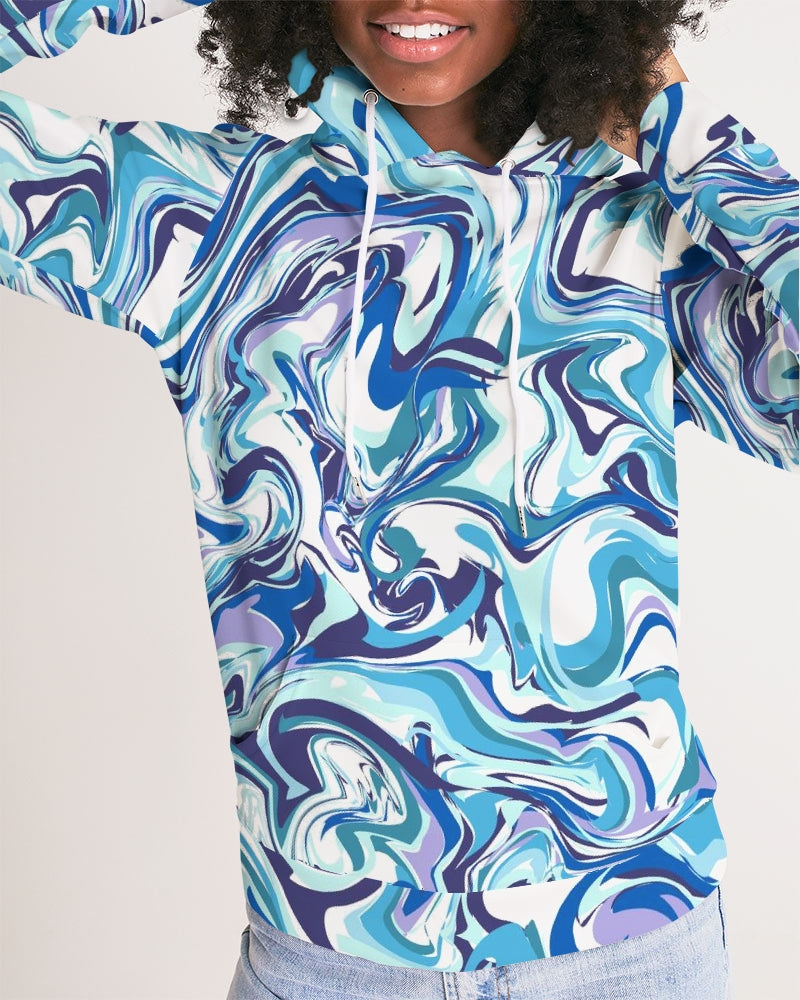 BLUE AND WHITE ABSTRACT Women's All-Over Print Hoodie