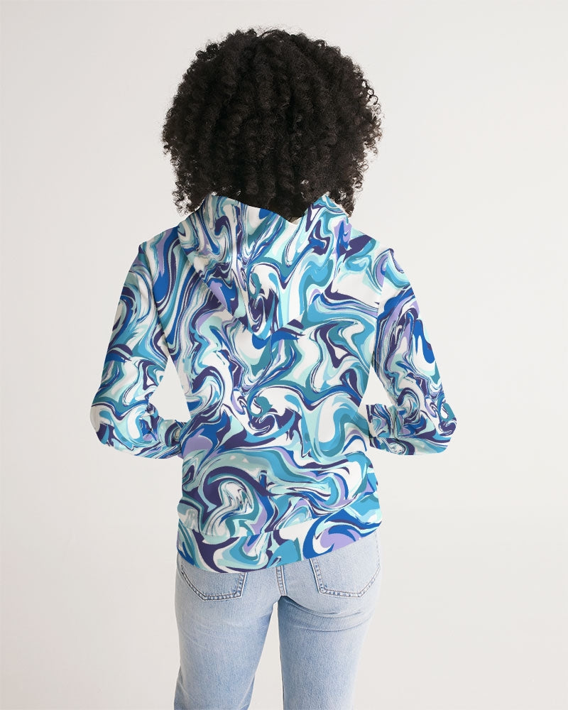 BLUE AND WHITE ABSTRACT Women's All-Over Print Hoodie