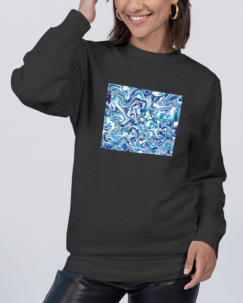 BLUE AND WHITE ABSTRACT Unisex Premium Crewneck Sweatshirt | Lane Seven