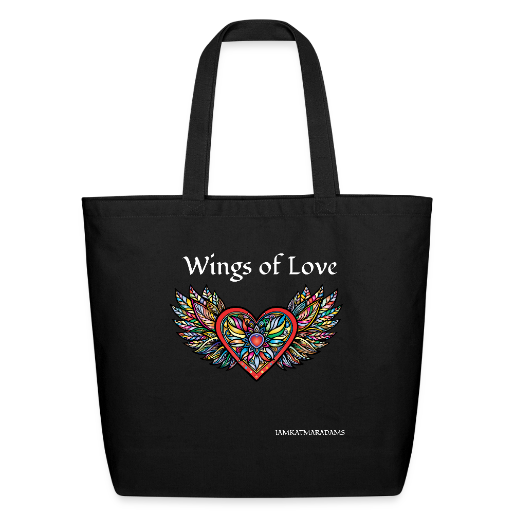 Wings of Love Eco-Friendly Cotton Tote - black