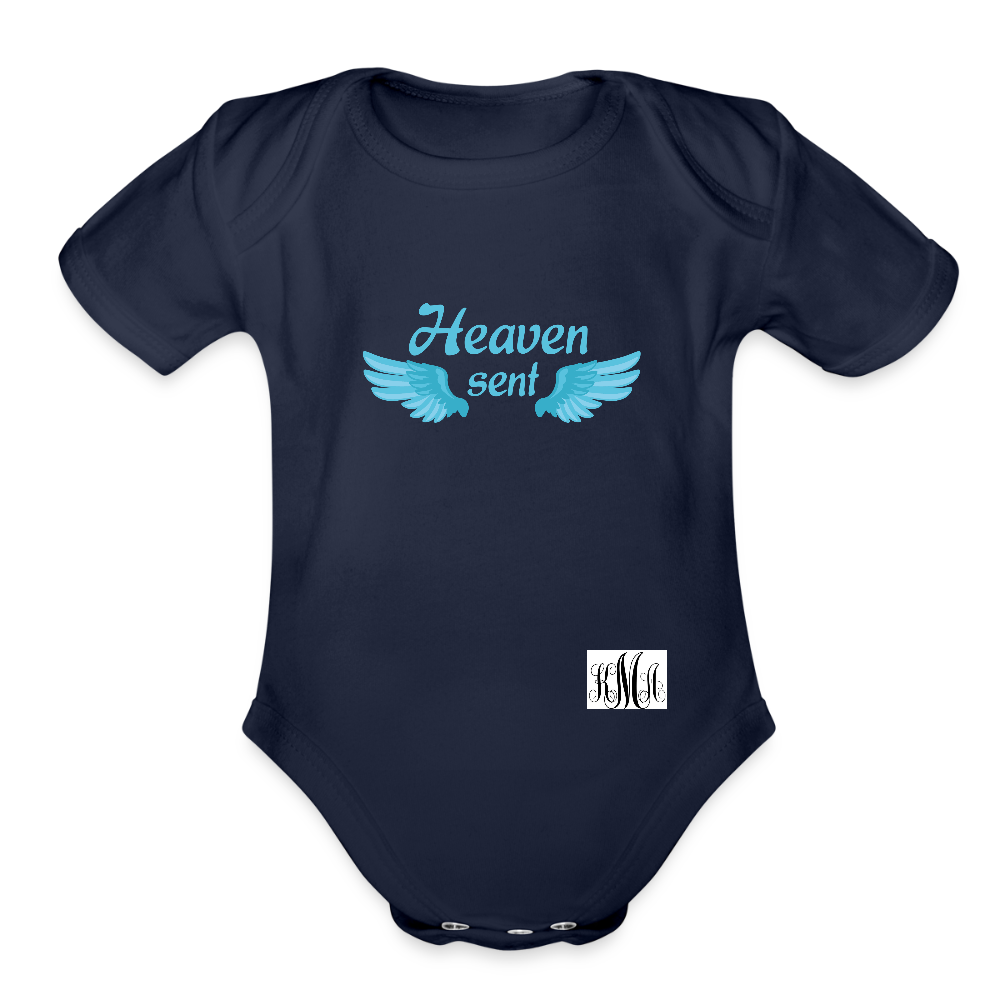 Organic Short Sleeve Baby Bodysuit - dark navy