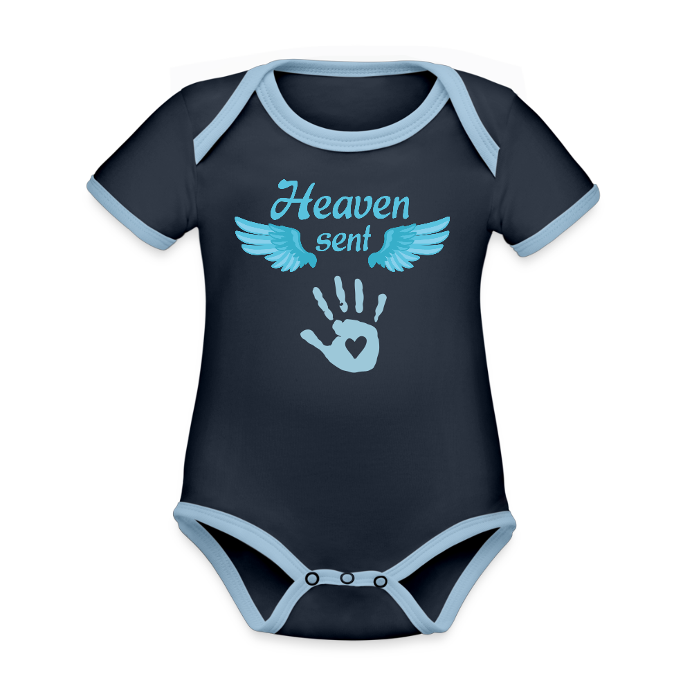 Organic Contrast Short Sleeve Baby Bodysuit - navy/sky