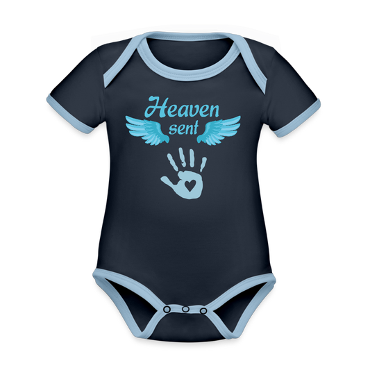 Organic Contrast Short Sleeve Baby Bodysuit - navy/sky