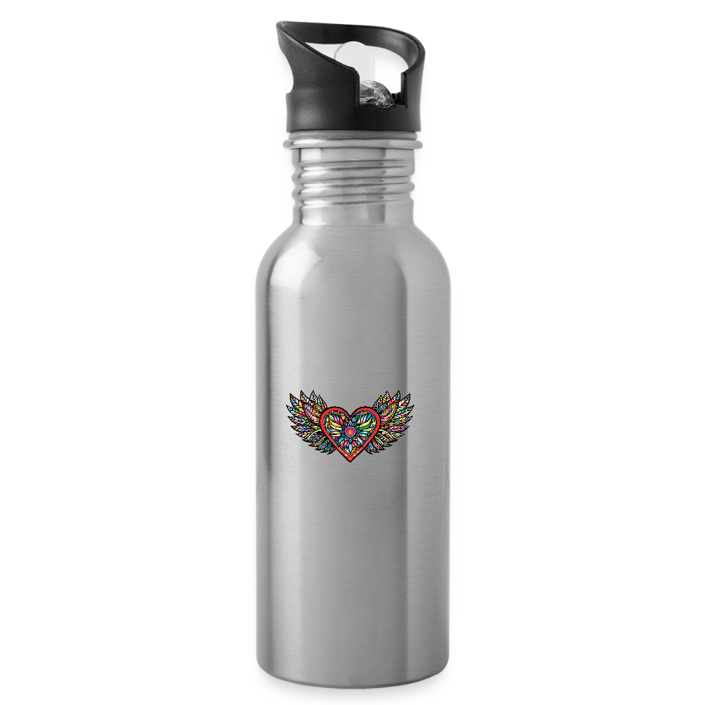 Wings of Love Water Bottle - silver