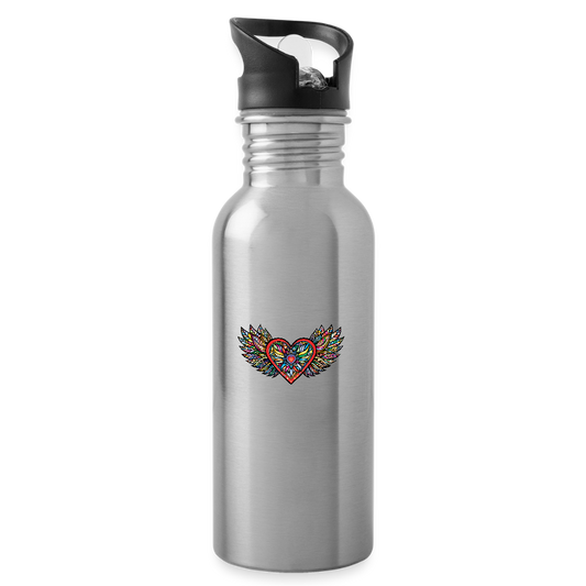 Wings of Love Water Bottle - silver