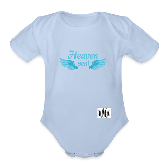 Organic Short Sleeve Baby Bodysuit - sky