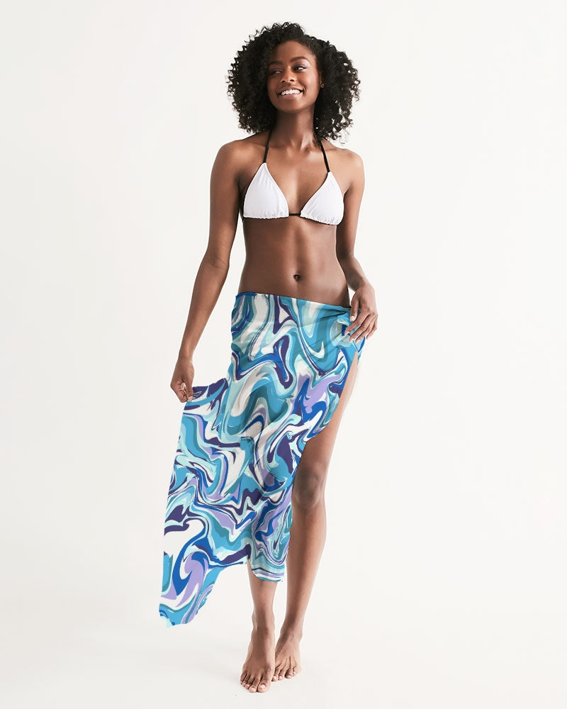 BLUE AND WHITE ABSTRACT All-Over Print Swim Cover Up