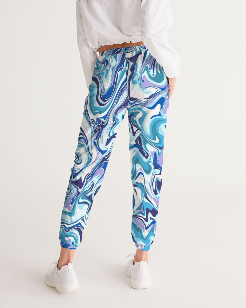 BLUE AND WHITE ABSTRACT Women's All-Over Print Track Pants