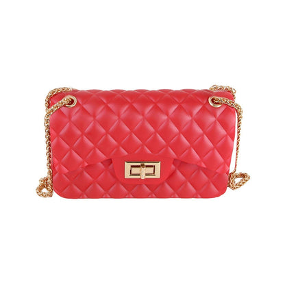 Matte Leather Small Clutch Shoulder Bag: Red