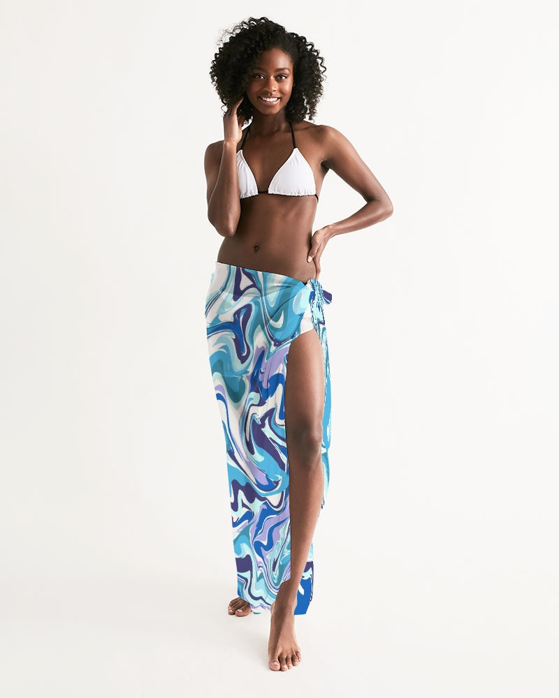 BLUE AND WHITE ABSTRACT All-Over Print Swim Cover Up