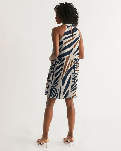 It Takes A Village Women's All-Over Print Halter Dress - KAT MAR ADAMS