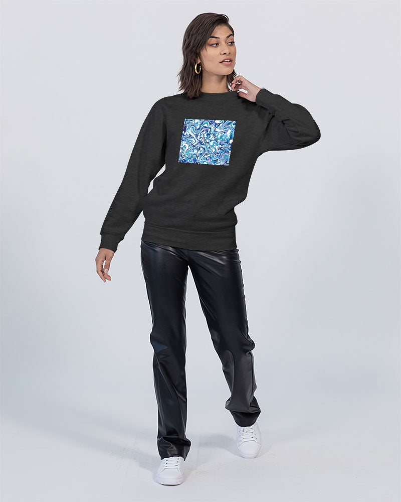 BLUE AND WHITE ABSTRACT Unisex Premium Crewneck Sweatshirt | Lane Seven