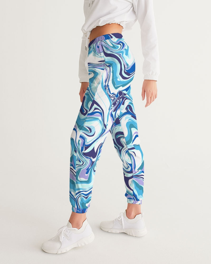 BLUE AND WHITE ABSTRACT Women's All-Over Print Track Pants