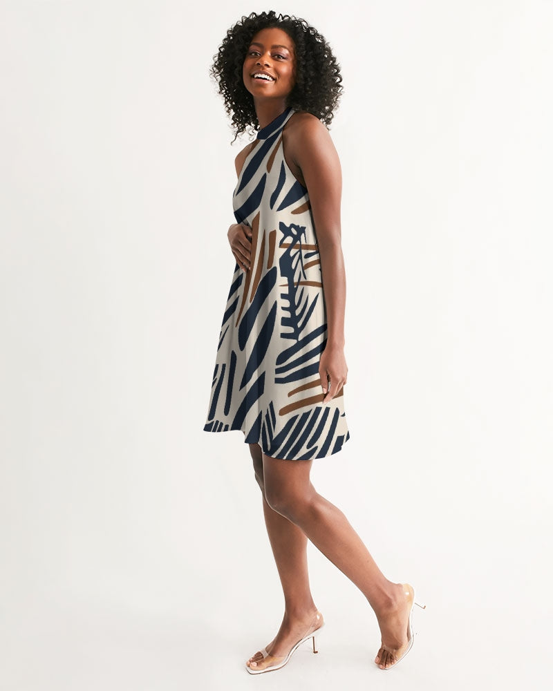 It Takes A Village Women's All-Over Print Halter Dress