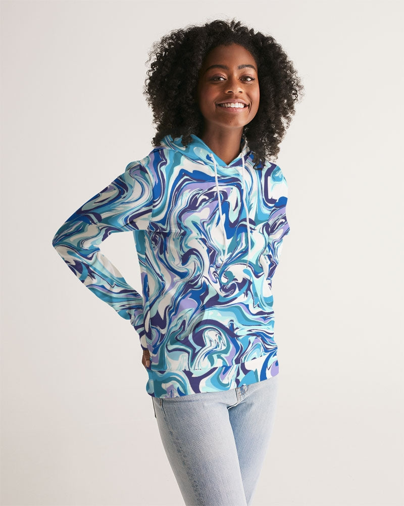 BLUE AND WHITE ABSTRACT Women's All-Over Print Hoodie