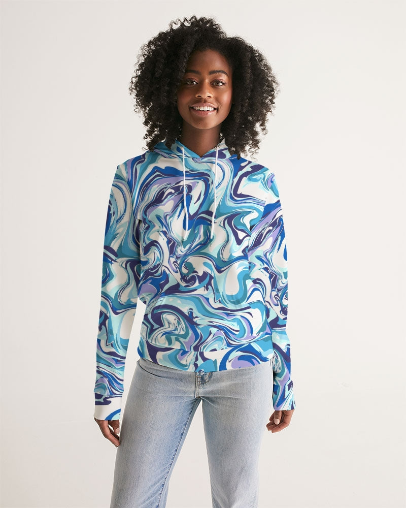 BLUE AND WHITE ABSTRACT Women's All-Over Print Hoodie