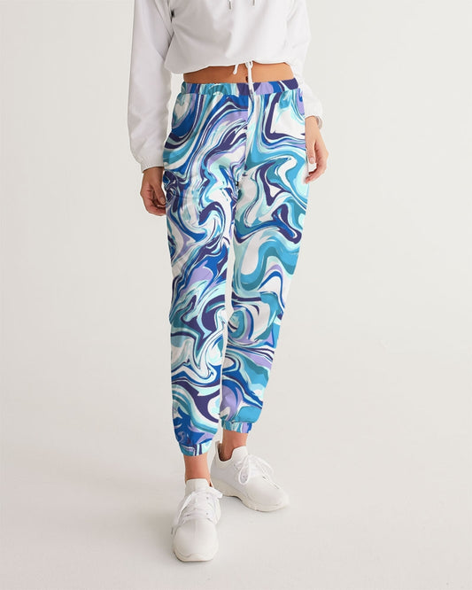 BLUE AND WHITE ABSTRACT Women's All-Over Print Track Pants