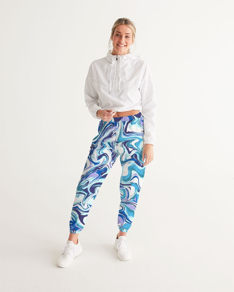 BLUE AND WHITE ABSTRACT Women's All-Over Print Track Pants