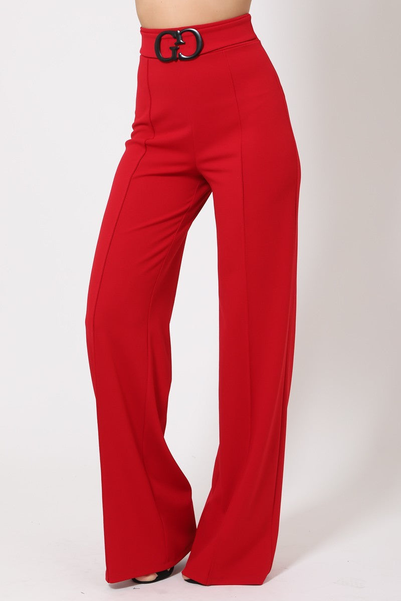 Double Reverse G Buckle Detail Pants