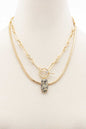 Oval Stone Toggle Clasp Layered Necklace