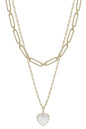 Metal Chain Heart Pendant 2 Layered Necklace