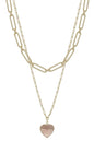 Metal Chain Heart Pendant 2 Layered Necklace
