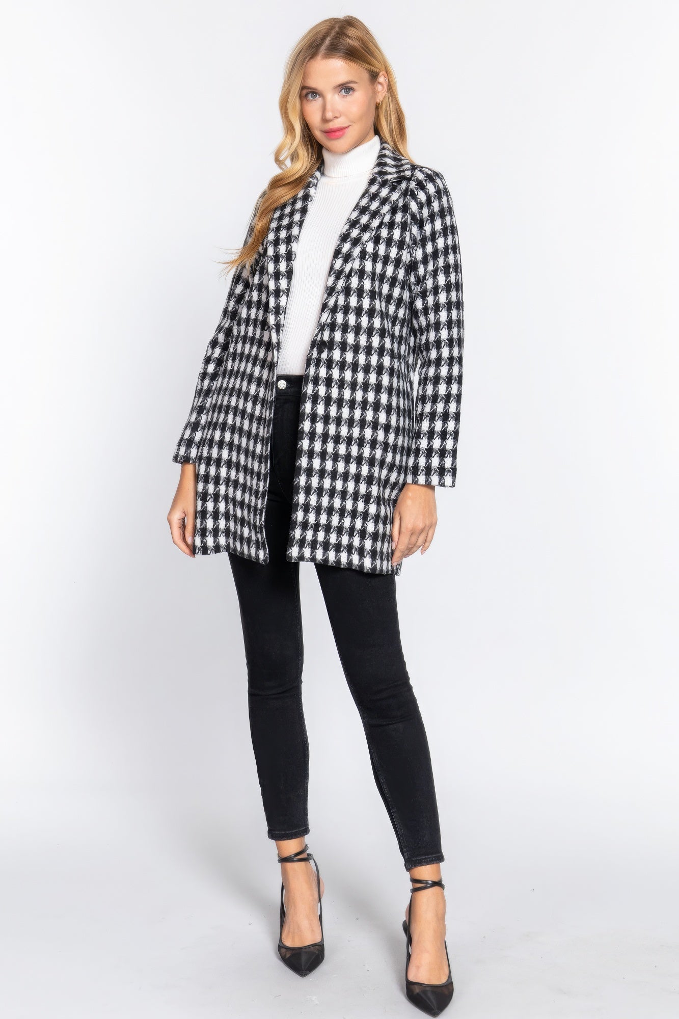 Long Slv One Button Jacquard Jacket