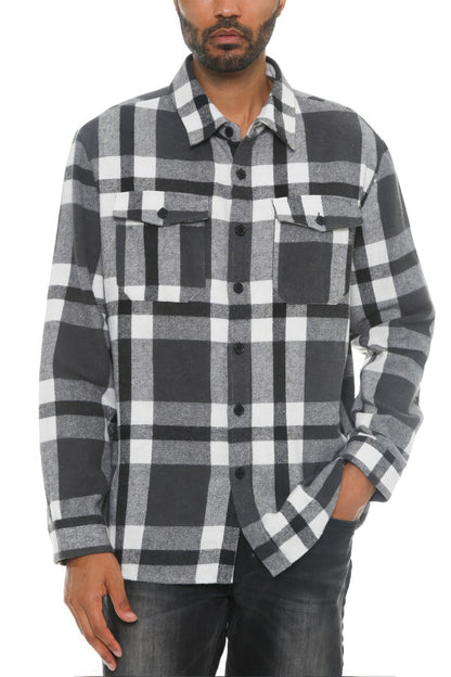 Plus Size Men's Checkered Soft Flannel Shacket