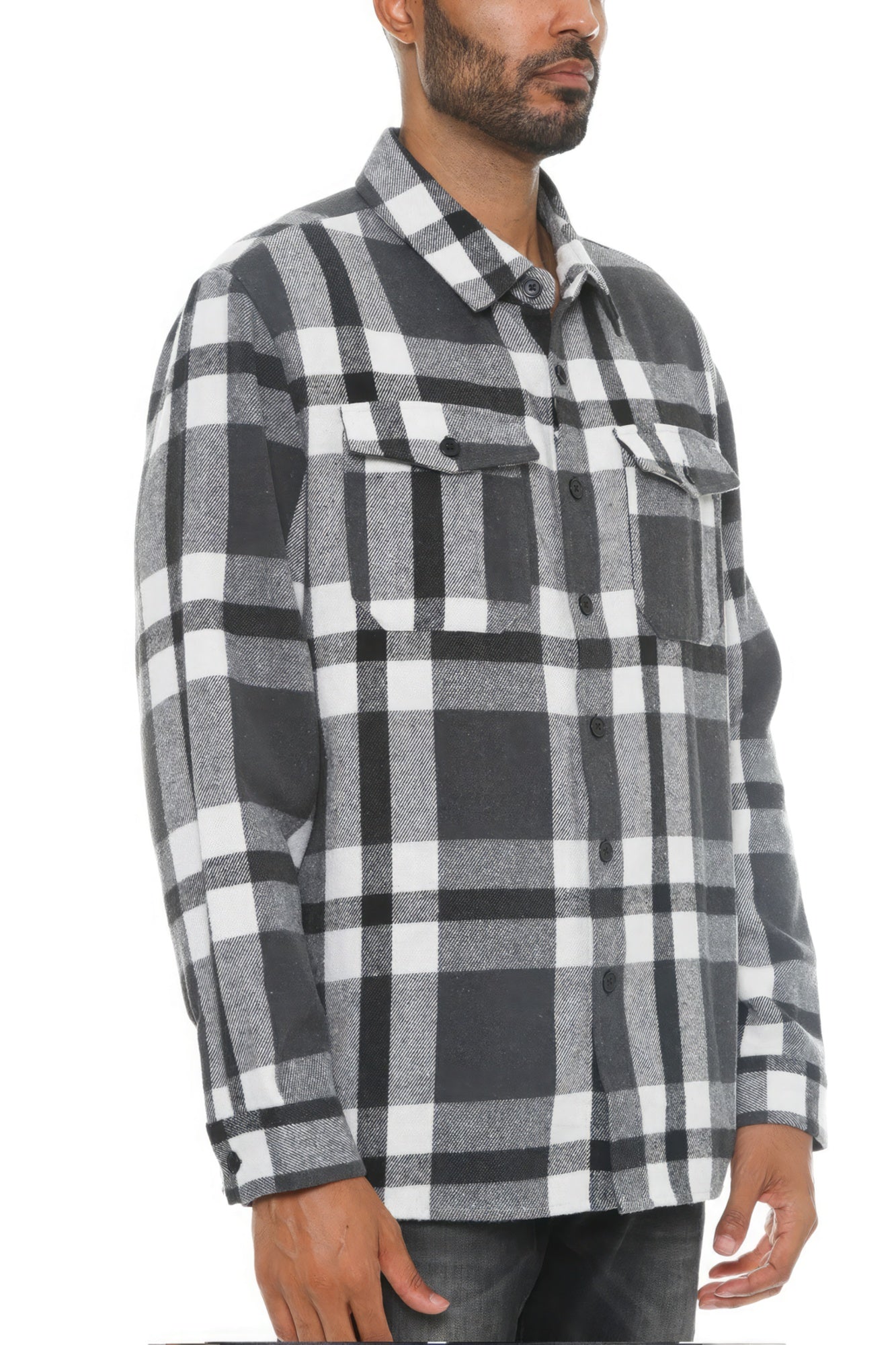 Plus Size Men's Checkered Soft Flannel Shacket