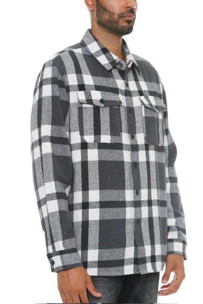 Plus Size Men's Checkered Soft Flannel Shacket