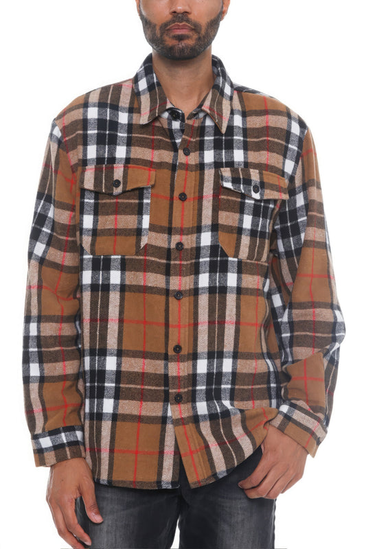 Plus Size Men's Checkered Soft Flannel Shacket