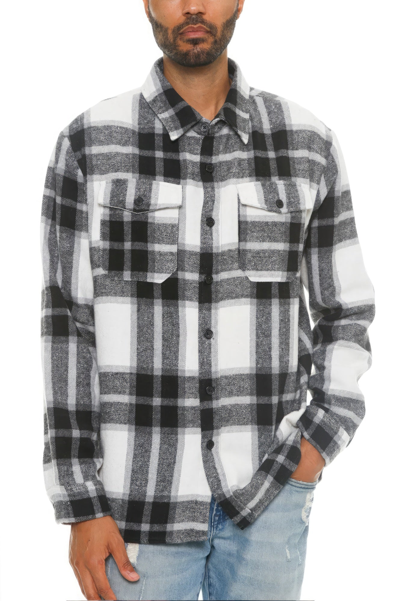 Plus Size Men's Checkered Soft Flannel Shacket