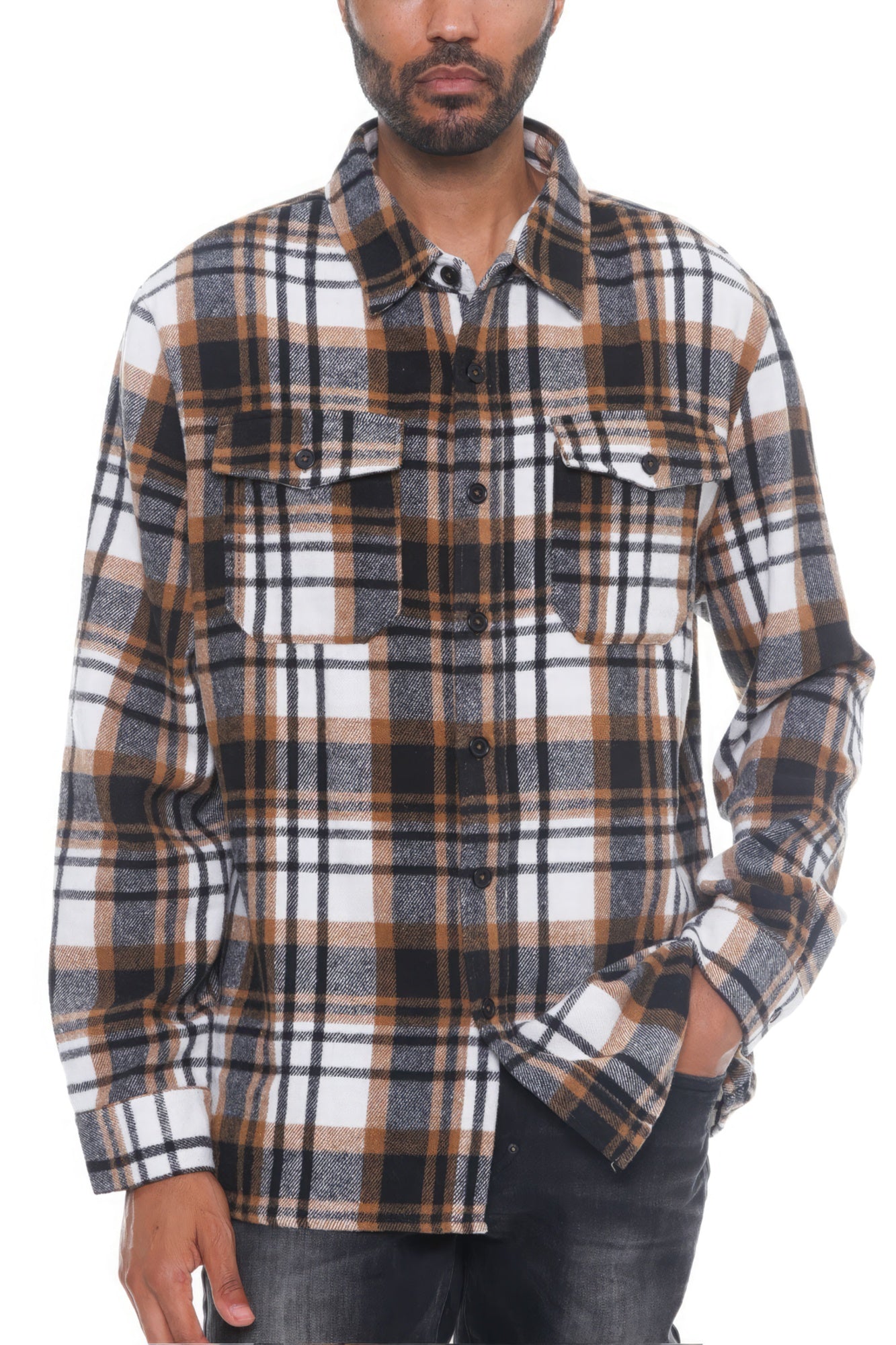 Plus Size Men's Checkered Soft Flannel Shacket