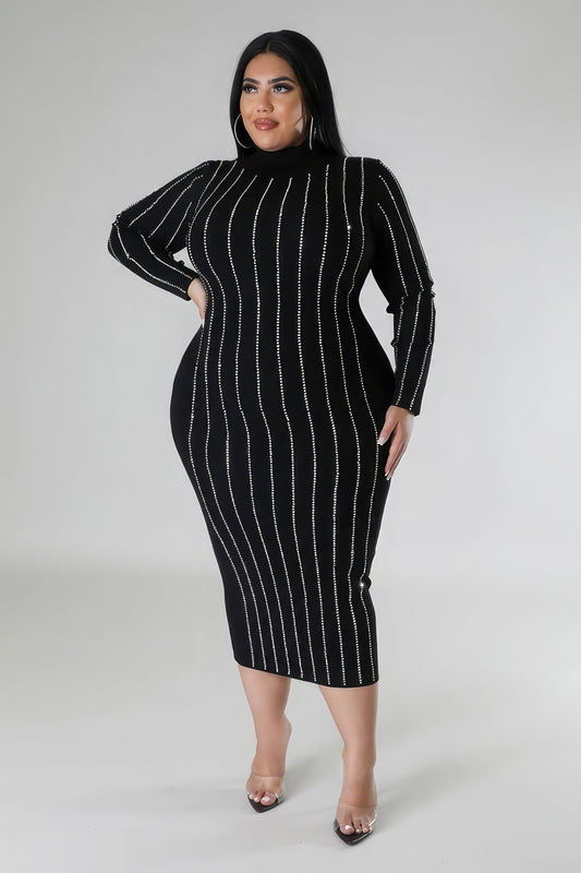 Plus Size Turtle Neck Stretch Dress