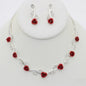 Rhinestone Rose Necklace Earring Set