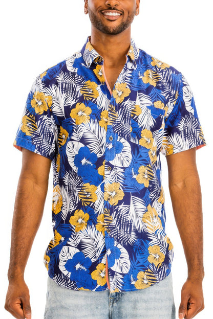 Hawaiian Print Button Down Shirt