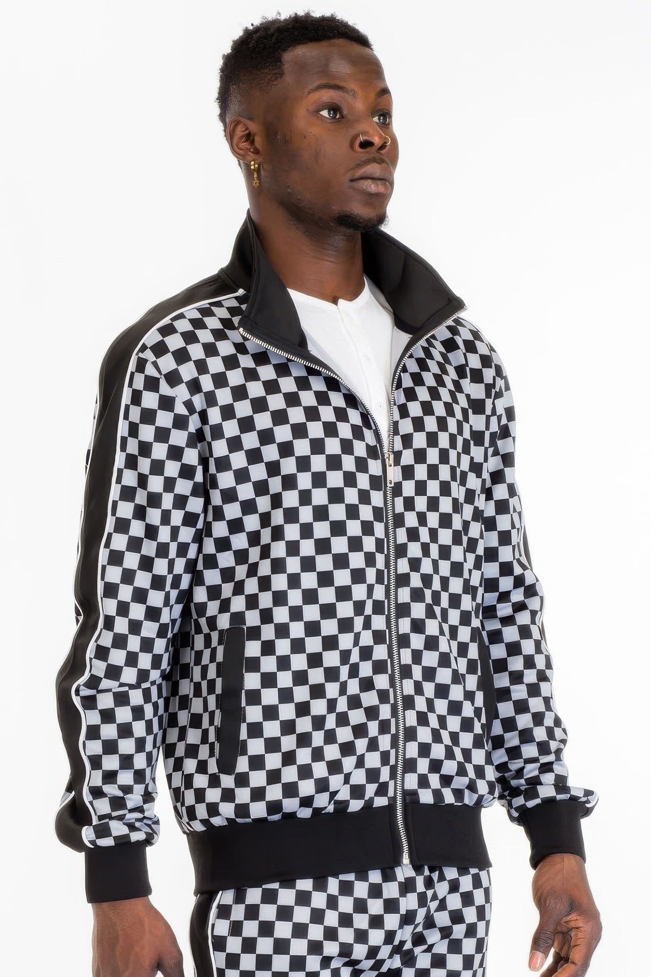 Mens Full Zip Checkered Jacket