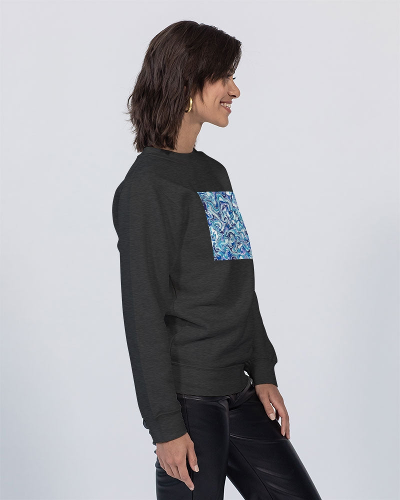 BLUE AND WHITE ABSTRACT Unisex Premium Crewneck Sweatshirt | Lane Seven