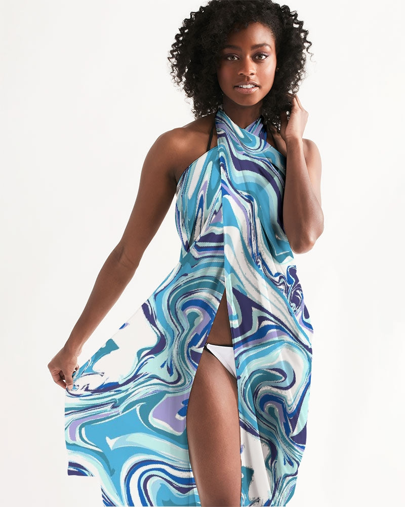 BLUE AND WHITE ABSTRACT All-Over Print Swim Cover Up