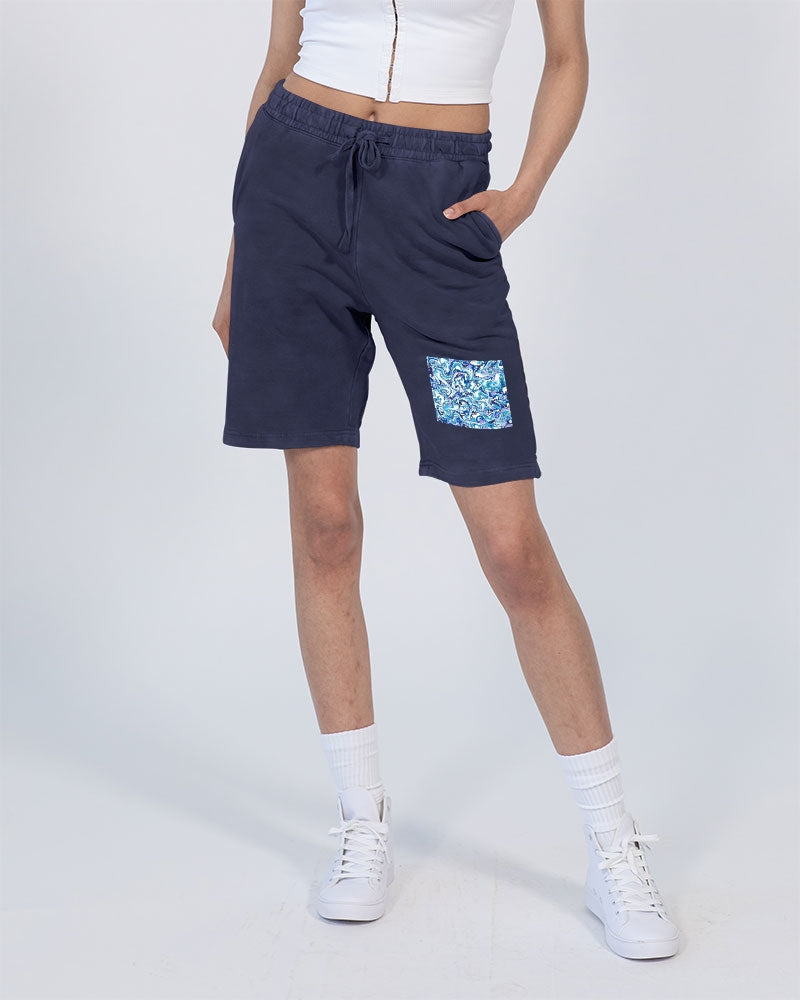 BLUE AND WHITE ABSTRACT Unisex Vintage Shorts | Lane Seven