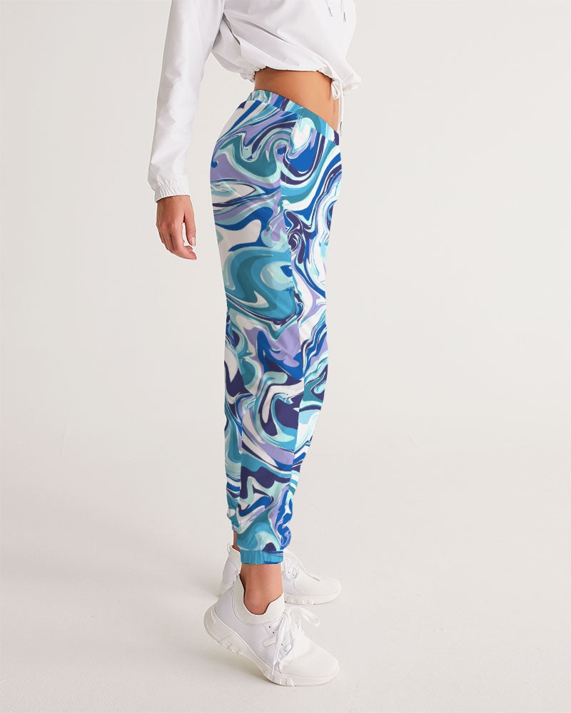 BLUE AND WHITE ABSTRACT Women's All-Over Print Track Pants