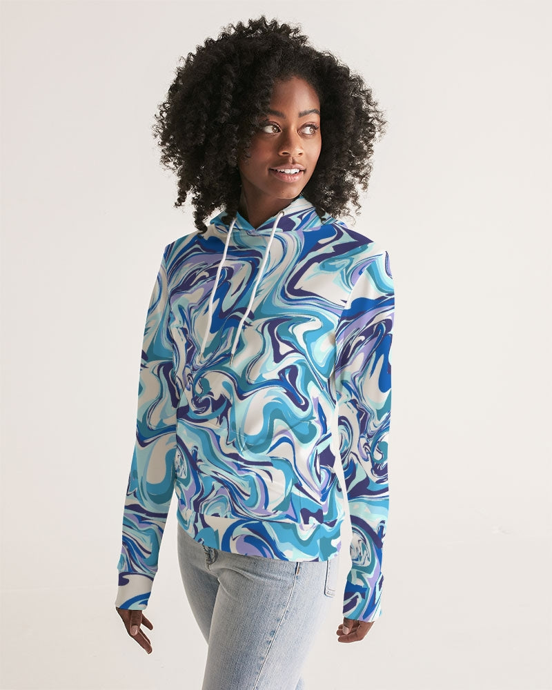 BLUE AND WHITE ABSTRACT Women's All-Over Print Hoodie