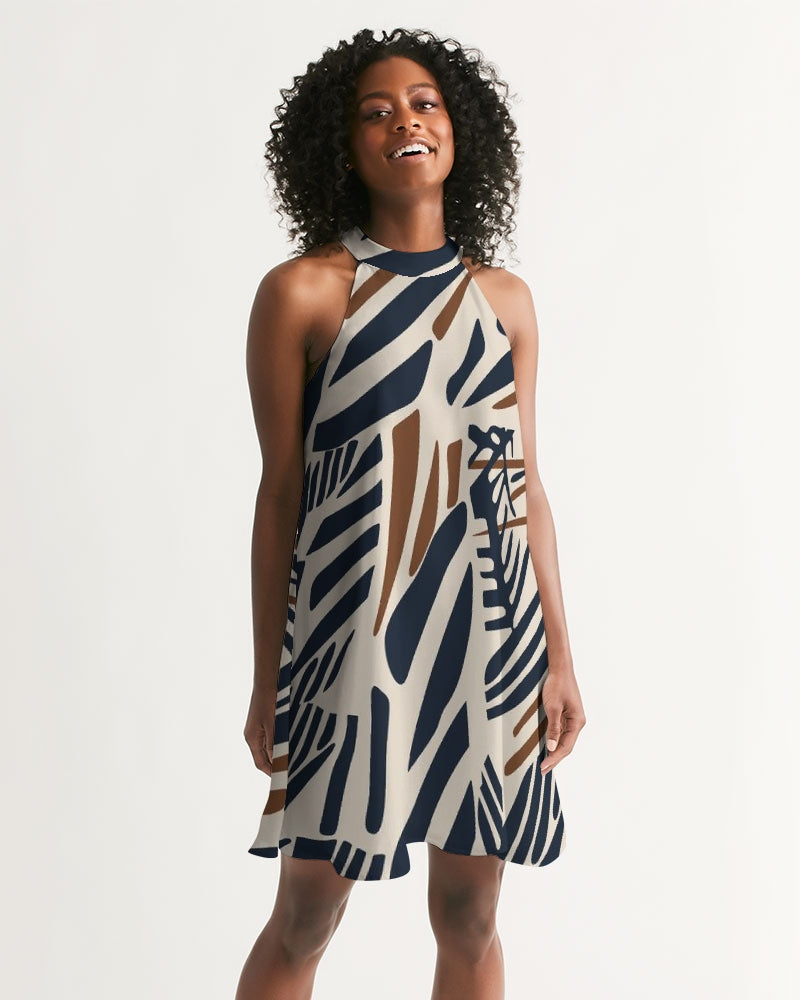 It Takes A Village Women's All-Over Print Halter Dress