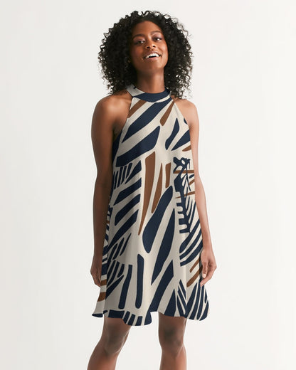 It Takes A Village Women's All-Over Print Halter Dress - KAT MAR ADAMS