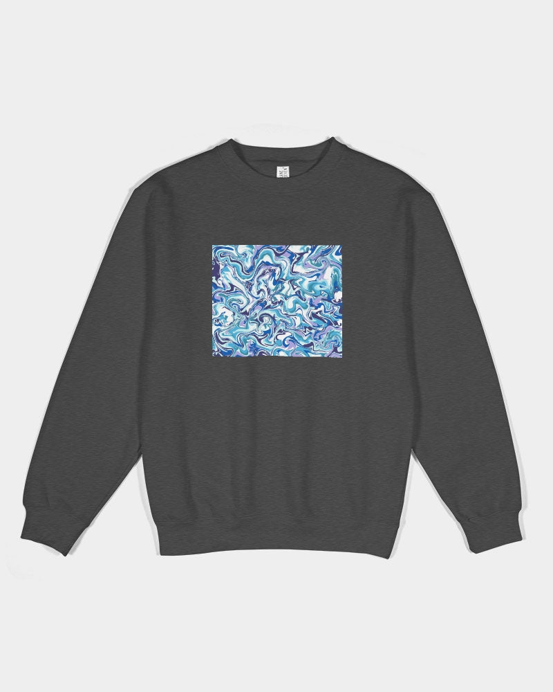 BLUE AND WHITE ABSTRACT Unisex Premium Crewneck Sweatshirt | Lane Seven