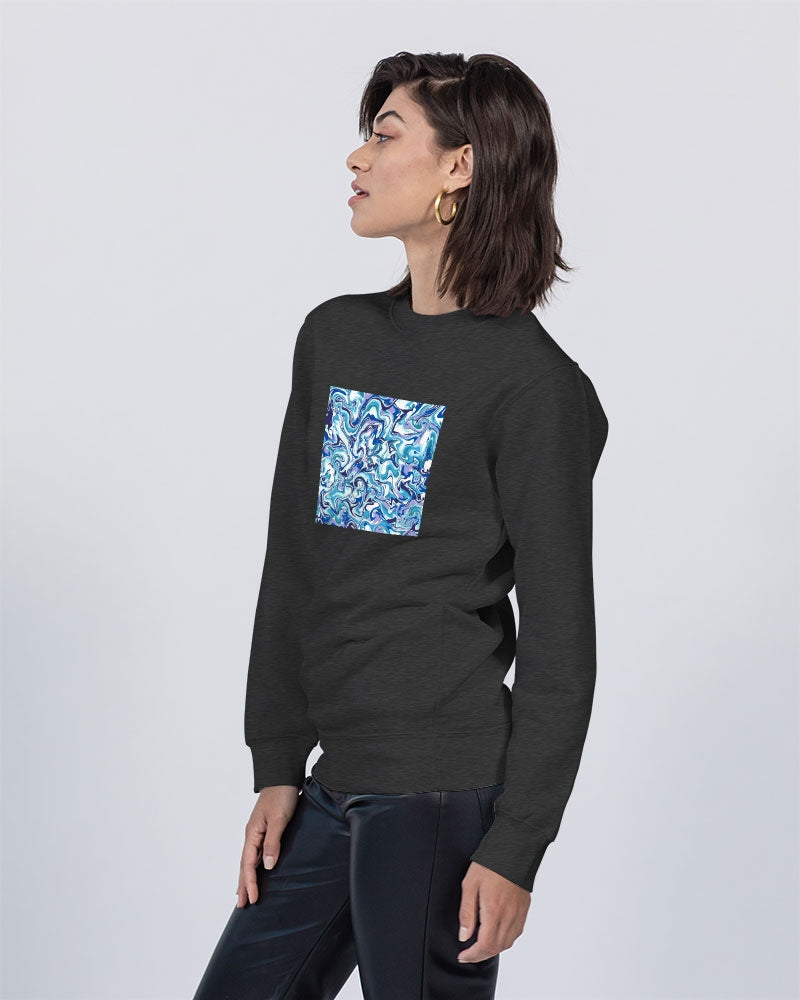 BLUE AND WHITE ABSTRACT Unisex Premium Crewneck Sweatshirt | Lane Seven