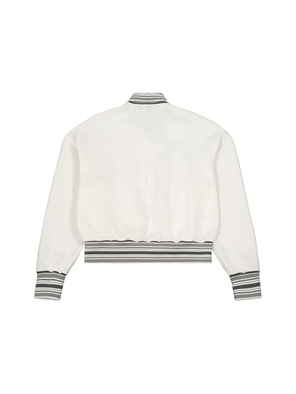 Striped Rib Collar Zip Jacket